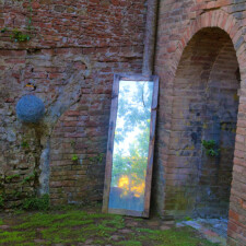 Mirror in a garden in Siena, Itlay