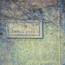 Street sign on the Aurelian Wall, Rome, Italy